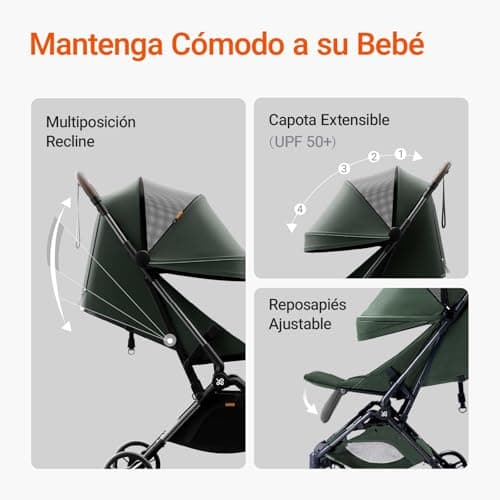 MAMAZING Baby Stroller Travel Stroller for 6-4 Years Up to 22kg Baby Carry-On Luggage Small Foldable with One-Hand Folding Design Lightweight Compact (5.3kg), Carbon Fiber Green - Image 5