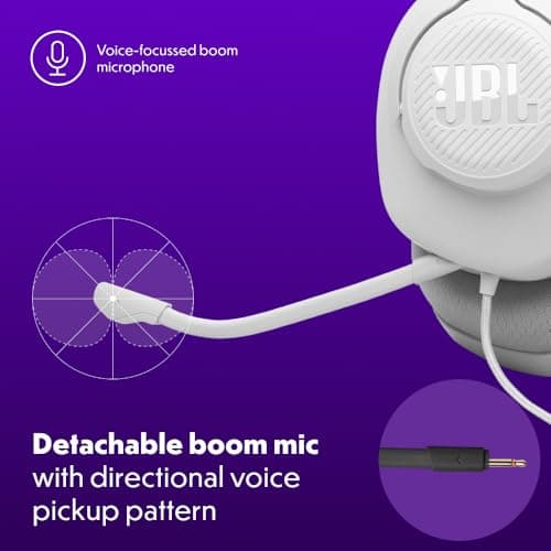 JBL Quantum 100M2 Wired Over-Ear Gaming Headset with Detachable Microphone, JBL QuantumSOUND Signature Sound, 3.5mm Jack Cable, Compatible with Many Platforms, Mute Function, White - Image 6