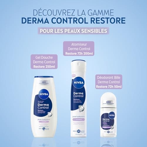 NIVEA - Gel Douche Corps Derma Control Restore - Douceur & Soin - Enrichi En Acide Hyaluronique Pur & Vitamine E - Parfum Hypoallergénique - pH Neutre - Peaux Sensibles - 250 ml - Image 8