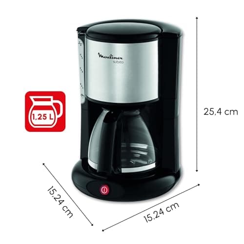 Moulinex Stainless Steel Filter Coffee Maker, 10 to 15 Cups, 1.25L, Removable Filter, Automatic Shutdown, Anti-drip System, Swivel Filter Holder, Subito, FG360811 - Image 4
