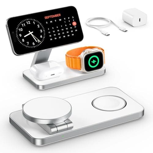 EXW Charging Station for iPhone 17 16 15 14 13 12 Pro/Max/Plus, Apple Watch 9 8 SE 7 6 5 4 3 2, Airpods 2/3/Pro, Mag-Safe Charger Charging Station, Fast Wireless Charger (White) - Image 2