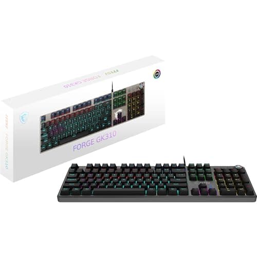 MSI Forge GK310 Mechanical Gaming Keyboard - AZERTY - Interchangeable Red (Linear) Switches, Ergonomic Keys, RGB LED 20 Modes, Removable Magnetic Cover, USB 2.0 - Full Size - Image 3
