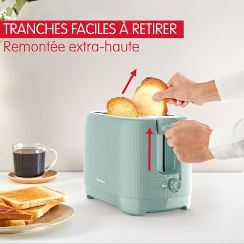 Moulinex 2 Slot Toaster - Stop Button, 7 Levels of Gilding, Heating, Extra Large Slots, Raised Handle, Removable Crumb Tray, Eucalyptus, Morning, LT2M1310 - Image 7
