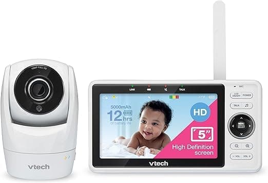 Vtech Smart Baby Monitor VM901-1W 5" LCD Display, 1080P Camera, 120° Wide Angle View, Night Vision, Remote Pan-Tilt Zoom, Two-Way Talc, Works with iOS and Android, WiFi - Image 5