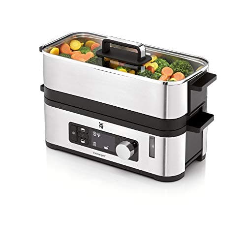 WMF KITCHENminis 0415090011 Ultra-Compact Electric Steamer with Elegant Design Cromargan Stainless Steel 2.15 L BPA Free 2 Compartments Cooking Programmes Cooking Vegetables Rice Fish 900 W - Image 4