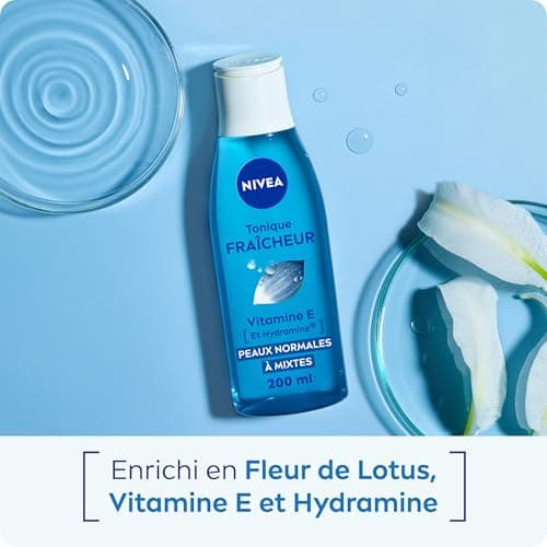 NIVEA - Tonique Fraîcheur - Nettoyant Visage - Elimine Les Impuretés & Tonifie La Peau - Rafraîchit & Hydrate - Fleur De Lotus, Hydramine & Vitamine E - Vegan - Peaux Normales & Mixtes - 200 ml - Image 5