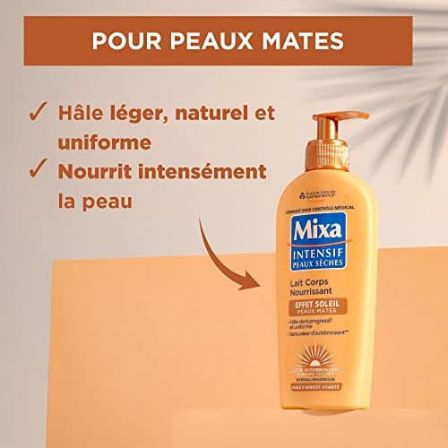 Mixa Intensif Peaux Sèches - Lait Corps Nourrissant Effet Soleil - Autobronzant - Hâle Doré Naturel Progressif et Uniforme - Peaux Mates - Hypoallergénique - 250ml - Image 4
