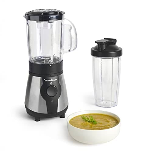 Moulinex Electric Blender Blender, Power 300 W, Plastic Bottle 750 ml, 4 Removable Blenders, Stainless Steel Finish, Fresh and Healthy Smoothies LM1B1D10, Black - Image 2
