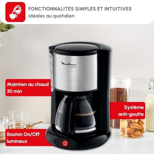 Moulinex Stainless Steel Filter Coffee Maker, 10 to 15 Cups, 1.25L, Removable Filter, Automatic Shutdown, Anti-drip System, Swivel Filter Holder, Subito, FG360811 - Image 5