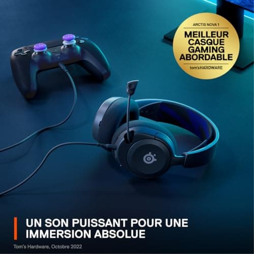 SteelSeries Arctis Nova 1P Multi-System Gaming Headset - Hi-Fi with Drivers - 360° Space Sound - Memory Foam Ear Pads - Noise Cancelling Microphone - PS5, PS4, PC, Switch, Xbox - Black - Image 4