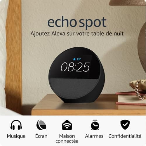 All-new Echo Spot (2024 release), Smart alarm clock with vibrant sound + Alexa, Black - Image 3