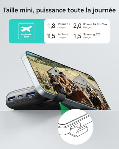 INIU External Battery, Mini 10000mAh 22.5W Power Bank Quick Charge Portable Charger, USB C Out & Input Powerbank with Stand for iPhone 17 16 15 14 13 Pro Max Plus Samsung S23 S22 AirPods iPad - Image 5