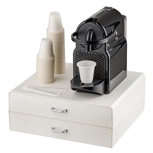 Baroni Home Coffee Pod Holder Drawer Universal Organizer 30 Nespresso Capsules and Dolce Gusto for Tea Accessories, Compact Durable Plastic, 2 Drawers, 34 x 13 x 34 cm, White - Image 2