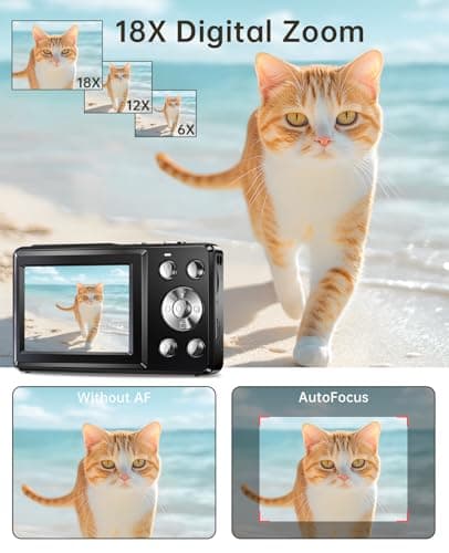 Digital Camera, 4K 48MP Cameras with 32GB Card, 18X Zoom, Portable Compact Digital Camera for Kids, Teens, Boys and Girls - Image 5