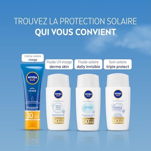 NIVEA SUN Crème solaire UV VISAGE Essentiels FPS 30 (1 x 50 ml), Protection anti UV hydratante, Écran solaire anti UVA/UVB pour tous types de peaux - Image 8