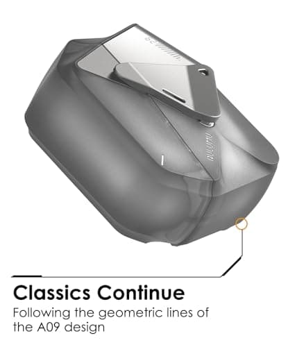 Aulumu A29 Geometric Case for AirPods 4 with Lock | Protective Case with Nylon Buckle | Alloy Armor | Compatible with Apple AirPods 4th Generation (2024), Translucent Gray - Image 7