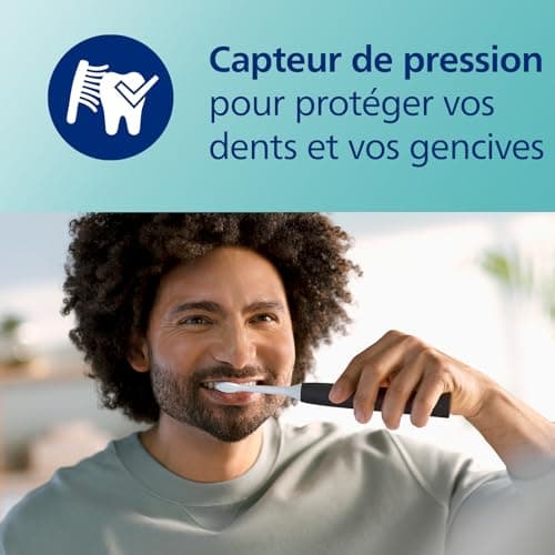 Philips Sonicare 3100, Brosse à dents électrique sonique, capteur de pression et minuterie, noir, modèle HX3671/14 - Image 6