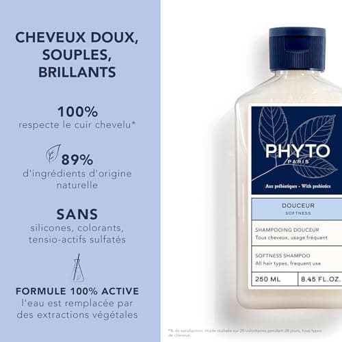 Phyto Paris - Douceur - Shampooing Douceur - Shampoing Doux Rééquilibrant - Protège le cuir chevelu - Soin des Cheveux Doux et Souples - Enrichi en Lait d'Avoine, Mauve Blanche et Prébiotiques - Image 4