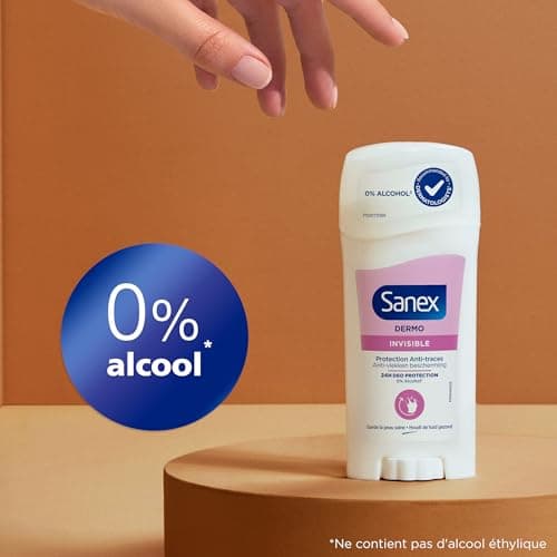 SANEX - Derma Care Invisible 48h Déodorant Stick 65ml –fraîcheur longue durée contre la transpiration et les mauvaises odeurs – respecte la peau– ne contient pas d’alcool* – protège contre les taches - Image 6
