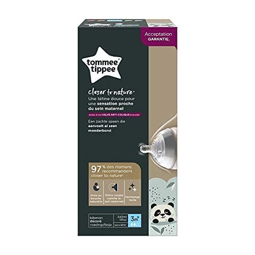 Tommee Tippee Closer to Nature Slow Flow Teat Bottle with Anti-Colic Valve, Mimics Breast Shape, 340ml, Pack of 1, Assorted Colours - Image 3