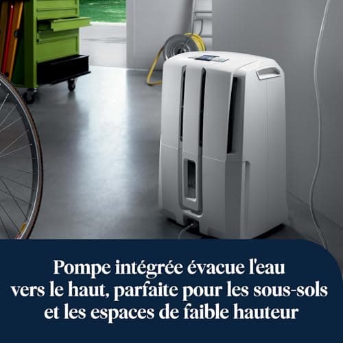 De’Longhi Tasciugo AriaDry - Déshumidificateur Portable pour la Maison, Élimination Humidité 30L/24h, Séchage, Anti-Moisissure, Pompe drainage 5m, Silencieux, Ecran LCD, Minuteur, Blanc (DD230P) - Image 5
