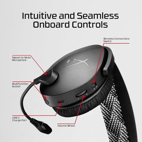 HyperX Cloud Jet – Dual Wireless Gaming Headset, 2.4GHz dongle, Bluetooth 5.2, PC, PS5, Nintendo Switch, Steam Deck, Mobile, USB-A - Image 4