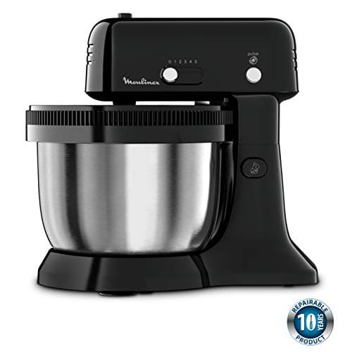 Moulinex Oh My Cake Electric Pastry Processor, 300 W, 5 Speed, Pulse Function, 2 Whisks and 2 Mixers Dishwasher-Safe, Stainless Steel Bowl 4 L, Ultra Compact Food Processor QA110810 - Image 4