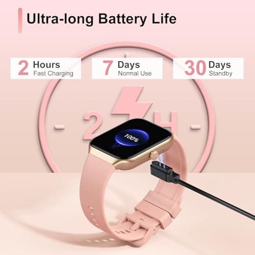 Montre Connectée Femme avec Appels Bluetooth, 1,96 Pouces Smartwatch 113+ Modes Sport IP68 avec Moniteur de Sommeil, Montre Intelligente avec Fréquence Cardiaque Podometre pour Android iOS(Or Rose) - Image 8