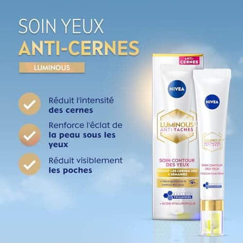 NIVEA Luminous 630 - Soin Contour Des Yeux - Anti-Cernes & Poches - Eclat De La Peau - Yeux Reposés, Lumineux & Visiblement Plus Jeunes - Acide Hyaluronique & Caféine - Tous Types de Peaux - 15 ml - Image 4