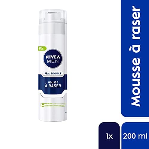 NIVEA MEN Sensitive Skin Shaving Foam (200 ml), shaving cream enriched with chamomile and witch hazel, shaving treatment 0% alcohol for men - Image 5