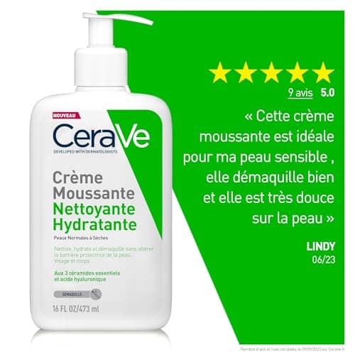 Cerave Moisturizing Foaming Cream Face Cleanser for Normal to Dry Skin 473ml - Image 7