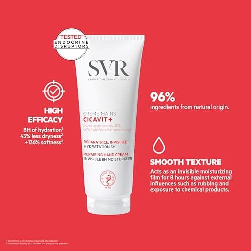 SVR – Cicavit+ Crème Mains – Gamme Cicavit+ – Réparation intense & protection 8 h – Pour mains très sèches, abîmées – Beurre/coco, polysaccharides, prébiotiques – 75 g - Image 6