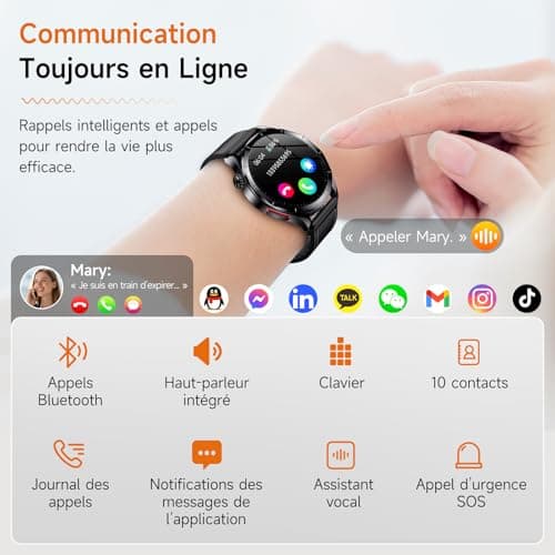 2026 Nouv’ Montre Connectée Homme avec ECG+HRV/Pressιon artérιelle/Acide Urique/IMC,1,43" AMOLED Smartwatch avec Fonction SOS,24/7 Fréquence Cardiaque/Sommeil/SpO2/Apnée,Android/iOS - Image 7