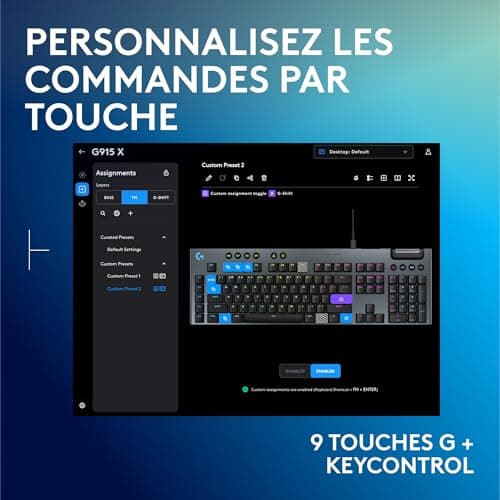 Logitech G G915 X Ultra-Flat Wired Mechanical Gaming Keyboard, Double Layer PBT Keys, Fully Programmable Keys, RGB Lighting, GL Brown Touch Switches, PC/Mac, FRA AZERTY Keyboard – Black - Image 5