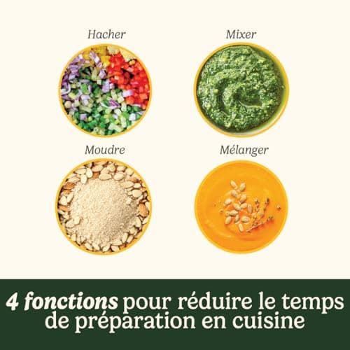 Cuisinart Mini Prep Pro: Compact 900ml Multi-Function Food Processor Ideal for Chopping, Grinding, Mixing and Mixing Equipped with a Reversible Stainless Steel Blade and Powerful Motor. Washable Parts - Image 4