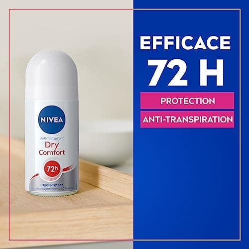 NIVEA Déodorant anti-transpirant Dry Comfort (lot de 6 x 50 ml), Déo bille pour femme protection 72H, Déo femme à la formule sans alcool pour tous types de peaux - Image 3
