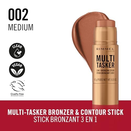Rimmel London Multi Tasker, Sculpting & Contour Bronzer Stick, All-Day Lasting, Fresh Finish, Vegan Makeup, 4.5g 002 Medium - Image 5
