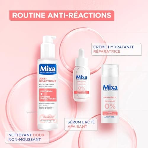 MIXA - Crème Anti-Réactions - Hydrate Intensément & Répare La Barrière Cutanée en 4H* - Sans Parfum, Sans Alcool - Panthénol + Peptides - Tous Types de Peaux Réactives - Flacon-Pompe 50 ml - Image 7