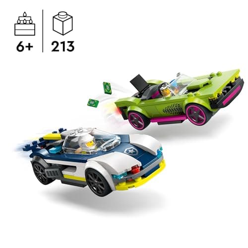 LEGO City La Course-Poursuite entre la Voiture de Police et la Super Voiture, Jouet Imaginatif et de Rôles, Minifigurines d'Agent et Voleuse, Cadeau pour Garçons et Filles Dès 6 Ans 60415 - Image 4