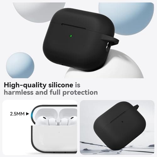 Inesore Compatible with AirPods Pro 3 Case (2025) with Cleaning Kit, Silicone Protective Case Cover for Apple Air Pod Pro 3rd Charging Case, Unisex Design – Black - Image 5