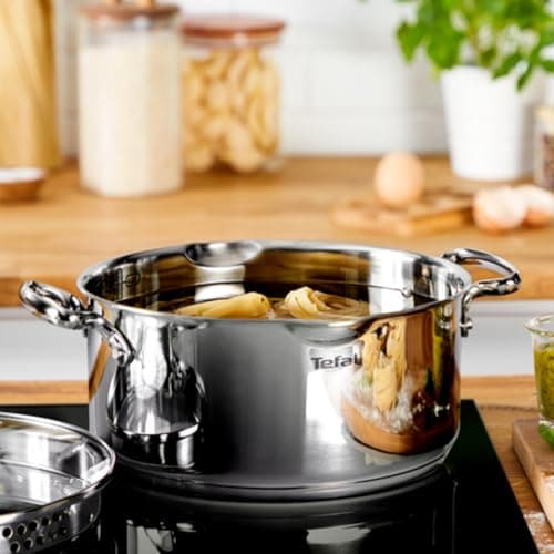 Tefal Duetto A7054663 Dutch Oven 24 cm, Induction, Stainless Steel 18/10, 10 Year Warranty, Glass Filter Lid, 3-Layer Base, Duetto - Image 7