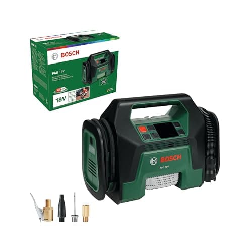 Bosch PAO 18V Cordless Air Compressor (from tires to large inflatable objects; with air pump clip for tire valve, French valve (Presta), ball needle, flow adapter) - Image 2