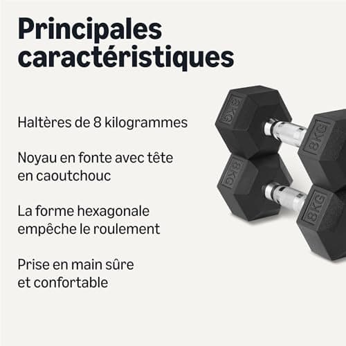 Amazon Basics Rubber Encased Hex Dumbbell Weights Set - Image 4