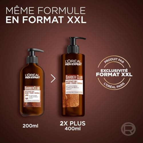L'Oréal Men Expert BarberClub Nettoyant 3-EN-1 Barbe + Visage + Cheveux Format XXL 400ML - Image 4