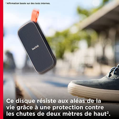 SanDisk Portable SSD 2TB (Portable External NVMe SSD, Speeds Up to 800MB/s, Robust, Heavy Duty Rubber Hook, Updated Firmware) Grey - Image 6