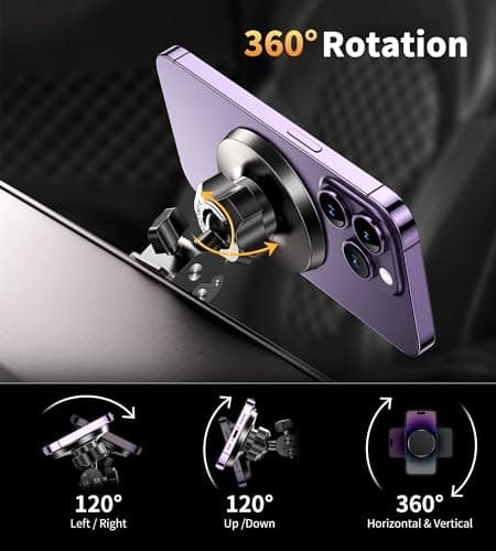 BHHB Magsafe Mobile Phone Holder with 16 Powerful Magnets for Car Ventilation, 360° Rotating, Suitable for iPhone 16, 15, 14, 13, 12 Pro Max, Samsung Huawei Other Mobile Phones - Image 6