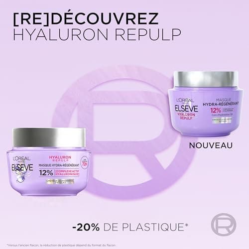 L'Oréal Paris - Hydra-Regenerating Mask for Dehydrated and Tired Hair - 72H Hydration - With Hyaluronic Acid - Elseve Hyaluron Repulp - 310 ml - Image 3