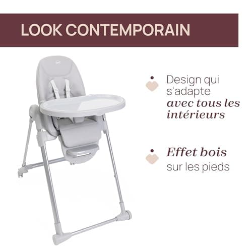 Chicco Polly Armonia Baby Highchair, Evolutionary for Children from 0 Months to 40 kg, 9 Levels of Height, 3 Tilt Positions, Adjustable Footrest, Compact Folding, 4 Wheels, Light Grey - Image 6