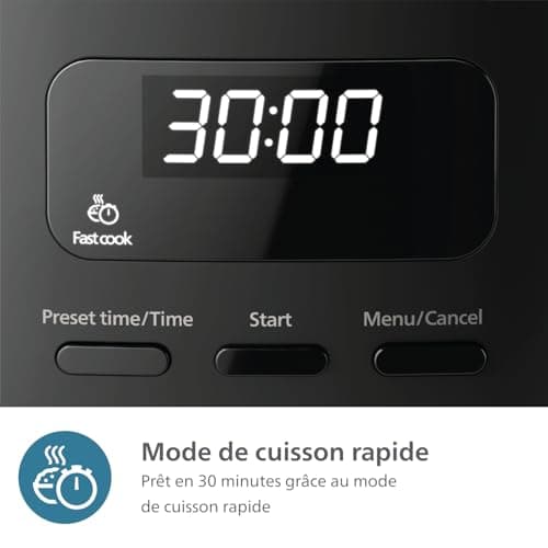 Philips Mini Rice Cooker Series 3000-0.54 l, 5-Layer Bakuhanseki Coating, 30 min Quick Cook Mode, 5 Automatic Menus, Black (HD3080/80) - Image 6