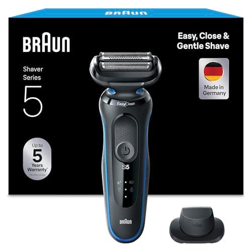 Braun Rasoir Electrique Pour Hommes Series 5 51-B1200s, Etanche, A Grille Et Sans Fil, Rechargeable, Avec Accessoire Tondeuse De Précision Pour Bien Raser Et Tondre La Barbe, Bleu - Image 2